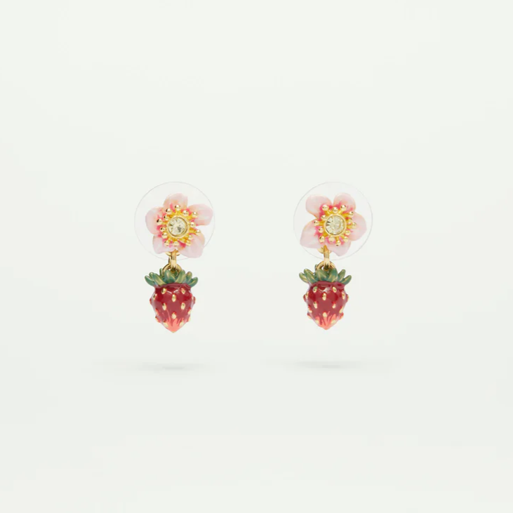 WILD STAWBERRY & ROSE POST EARRINGS