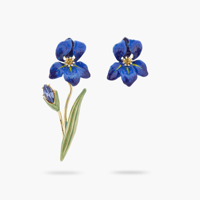 SIBERIAN IRIS ASYMMETRICAL POST EARRINGS – Les Néréides