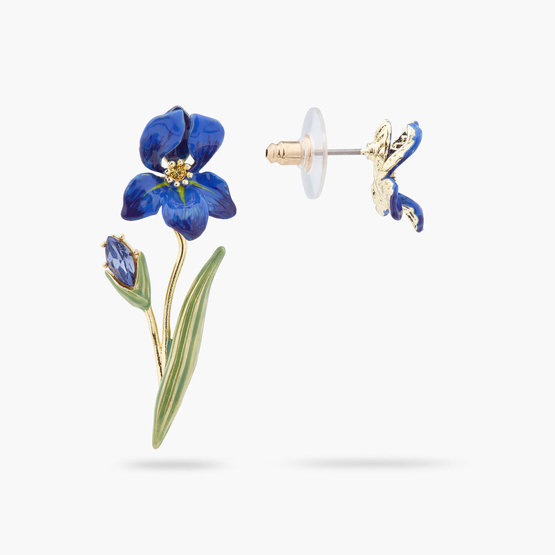 SIBERIAN IRIS ASYMMETRICAL POST EARRINGS – Les Néréides