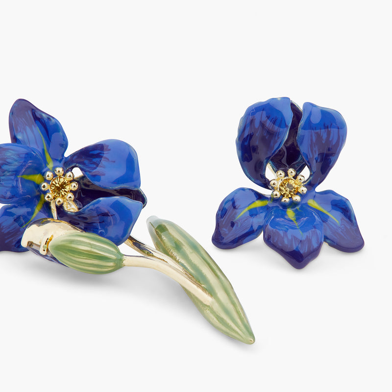 SIBERIAN IRIS ASYMMETRICAL POST EARRINGS – Les Néréides