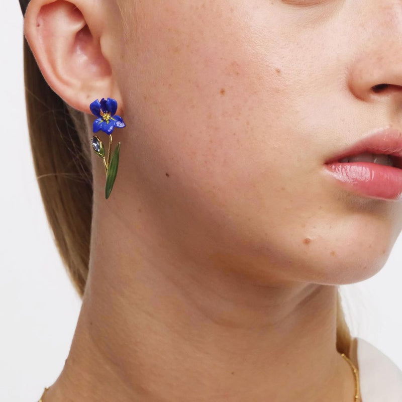 SIBERIAN IRIS ASYMMETRICAL POST EARRINGS
