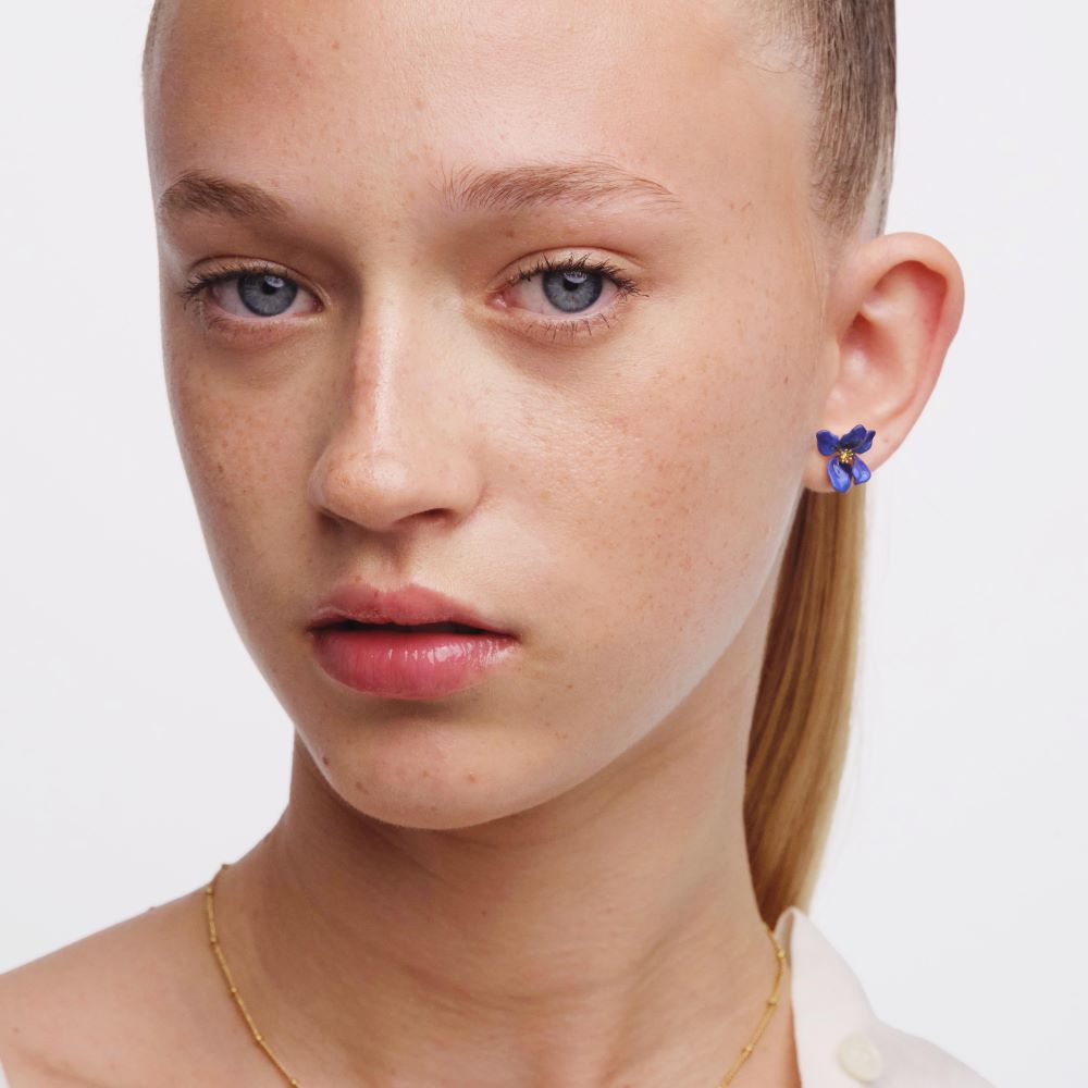 SIBERIAN IRIS ASYMMETRICAL POST EARRINGS