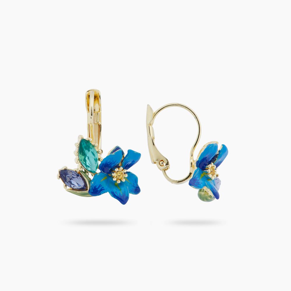 SIBERIAN IRIS & FACETED GLASS SLEEPER EARRINGS