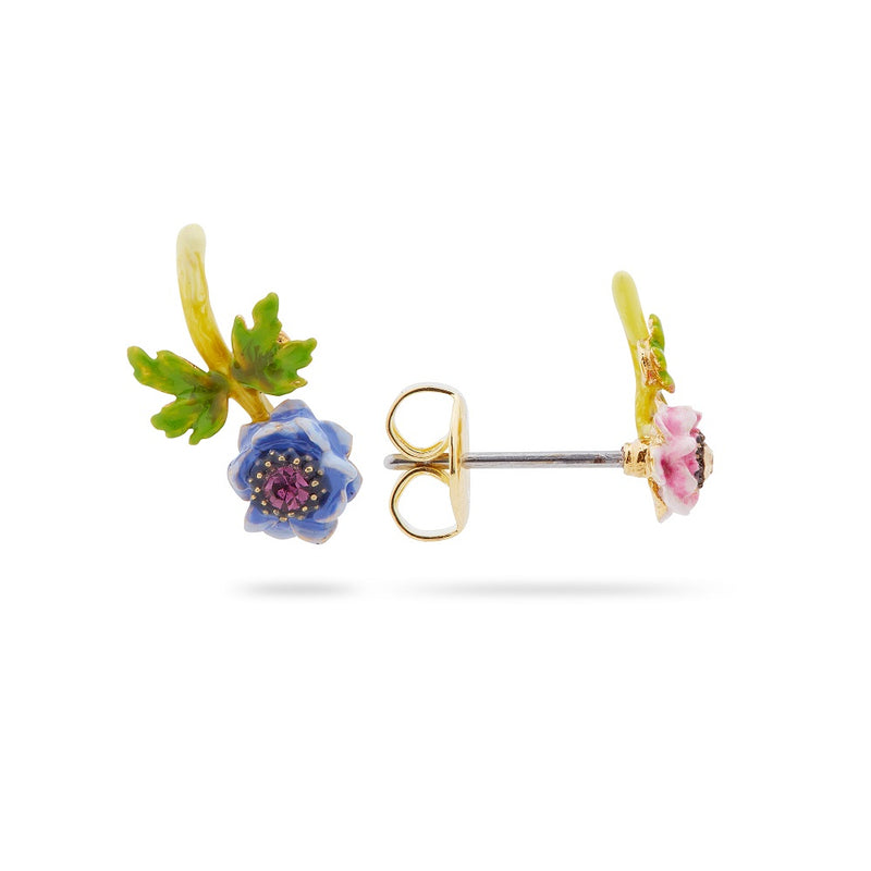 BLUE & PINK ANEMONE POST EARRINGS