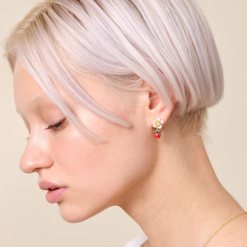 WILD STAWBERRY & ROSE POST EARRINGS