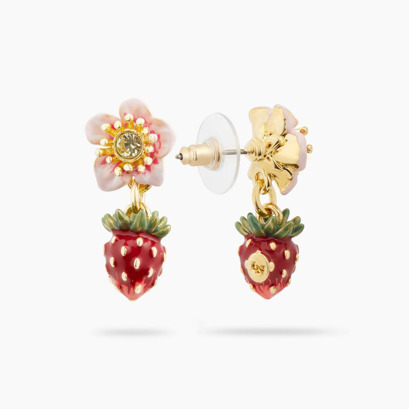 WILD STAWBERRY & ROSE POST EARRINGS