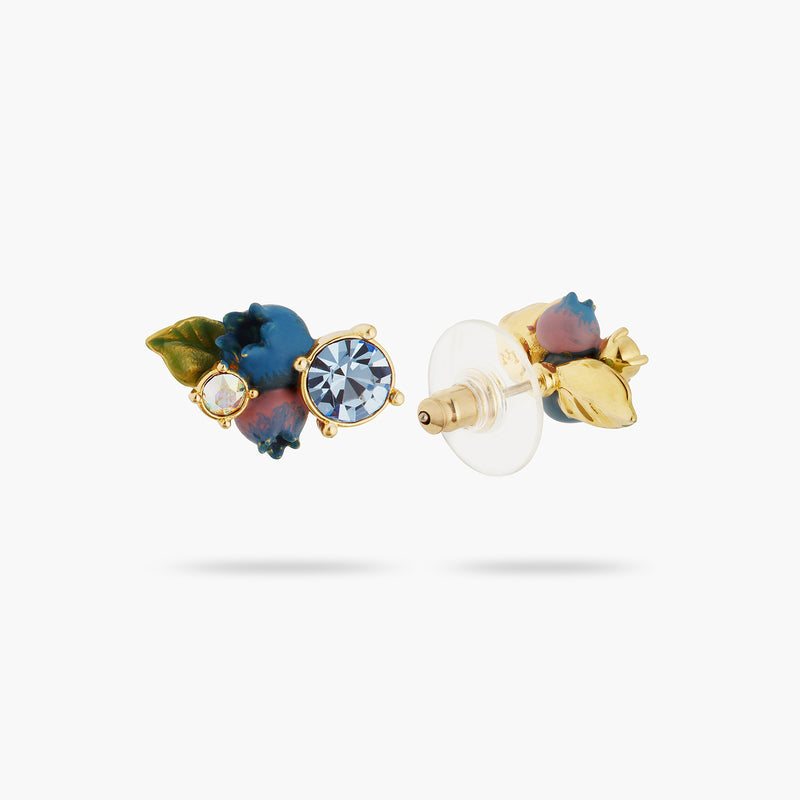 BLUEBERRY & ROUND CUT STONE POST EARRINGS