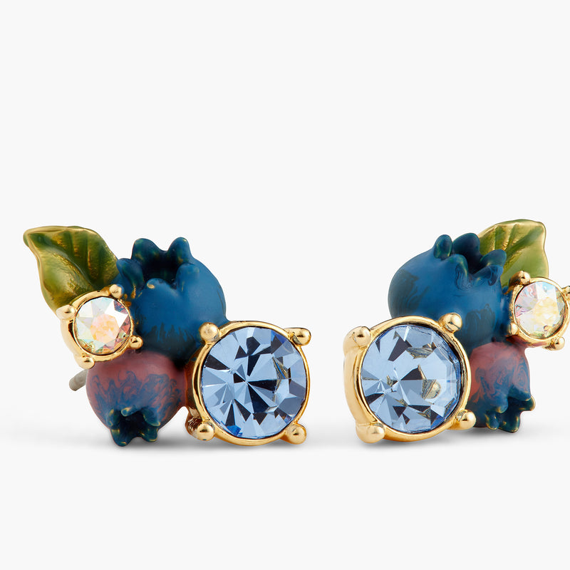 BLUEBERRY & ROUND CUT STONE POST EARRINGS