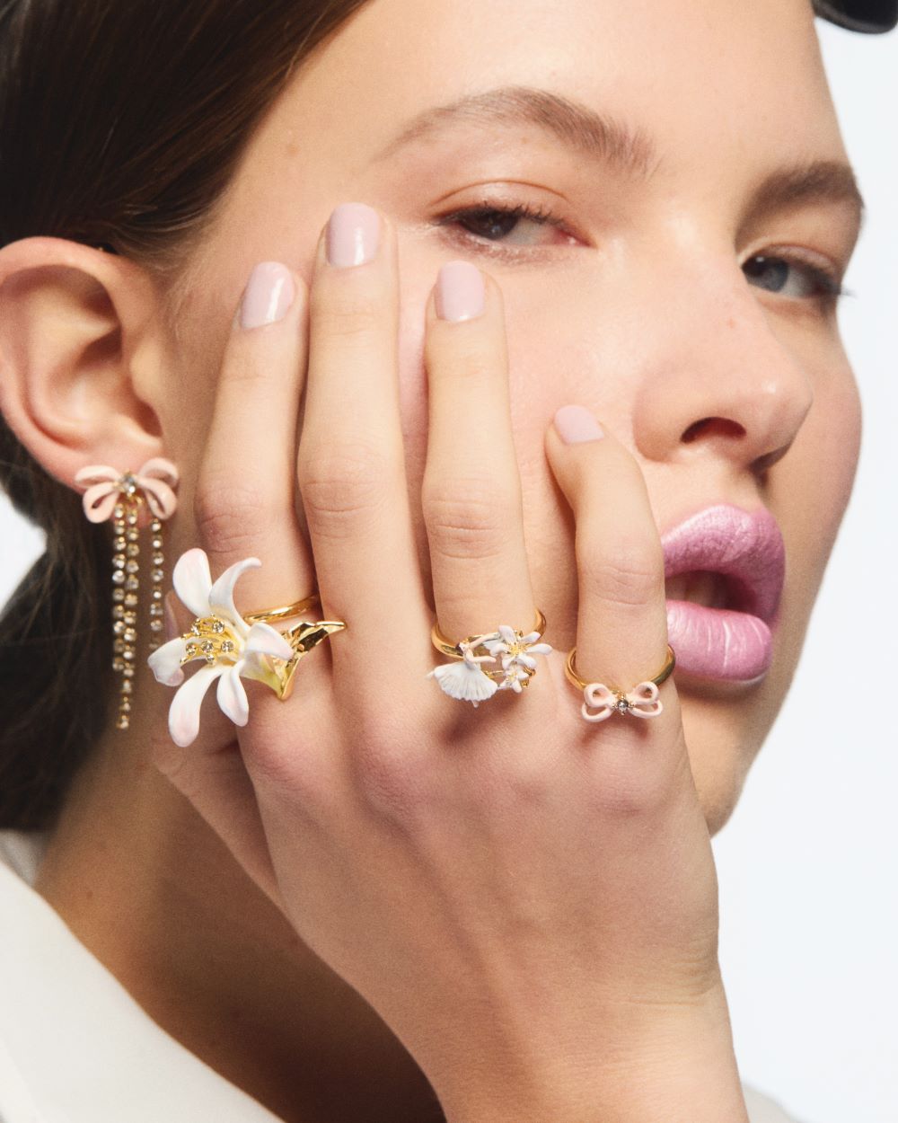 PINK RIBBON & CRYSTAL ADJUSTABLE RING
