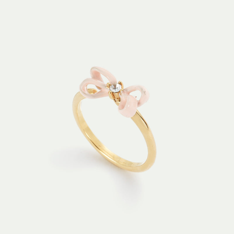 PINK RIBBON & CRYSTAL ADJUSTABLE RING