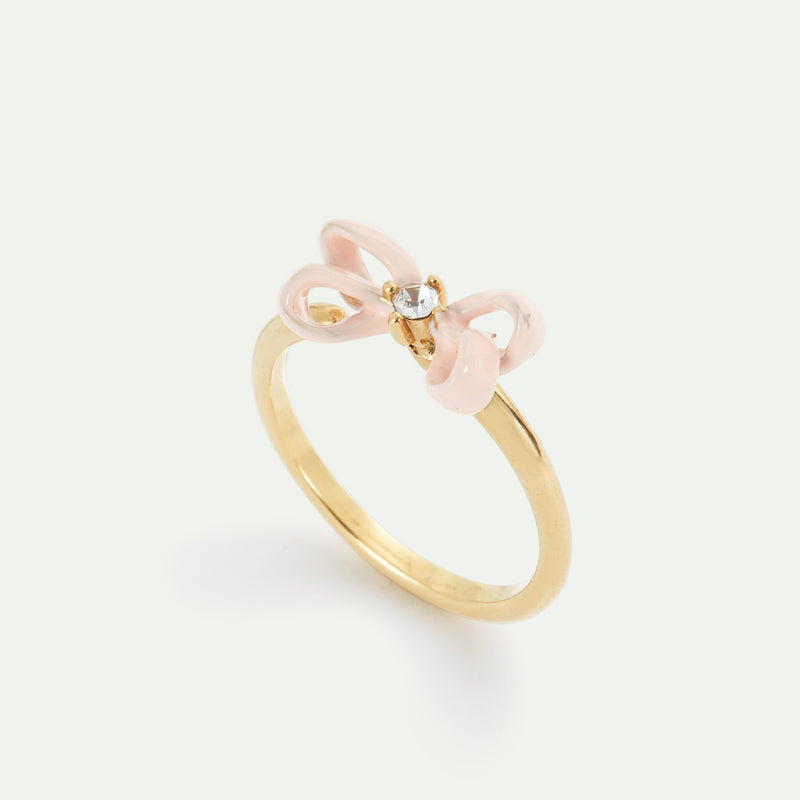 PINK RIBBON & CRYSTAL ADJUSTABLE RING
