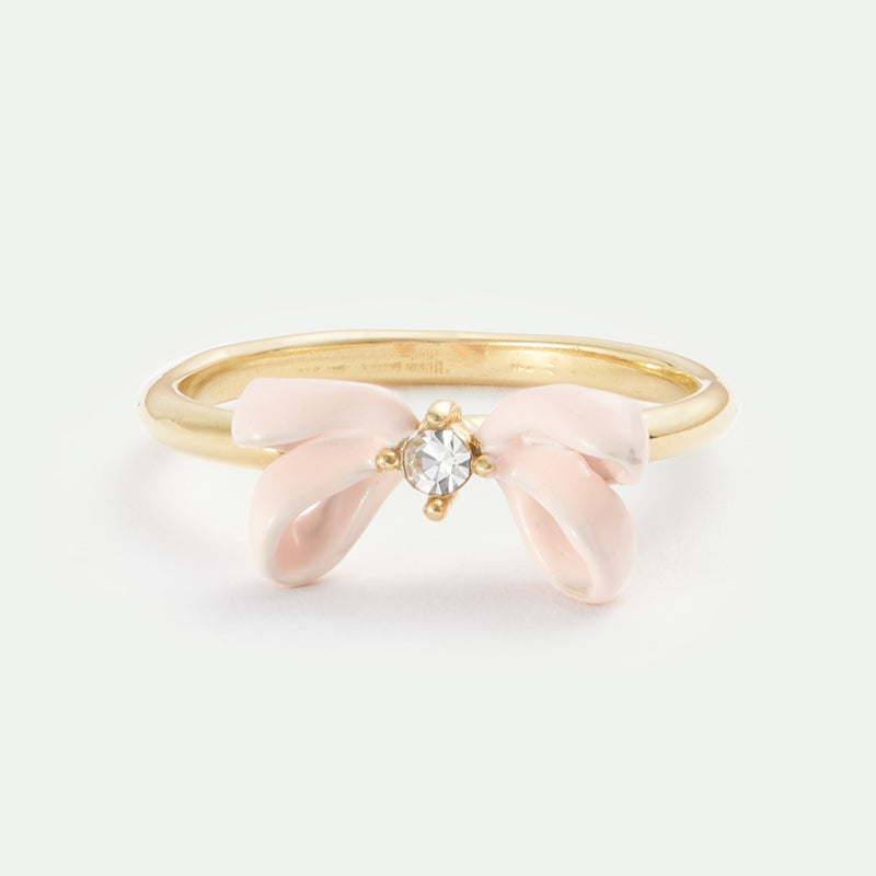 PINK RIBBON & CRYSTAL ADJUSTABLE RING
