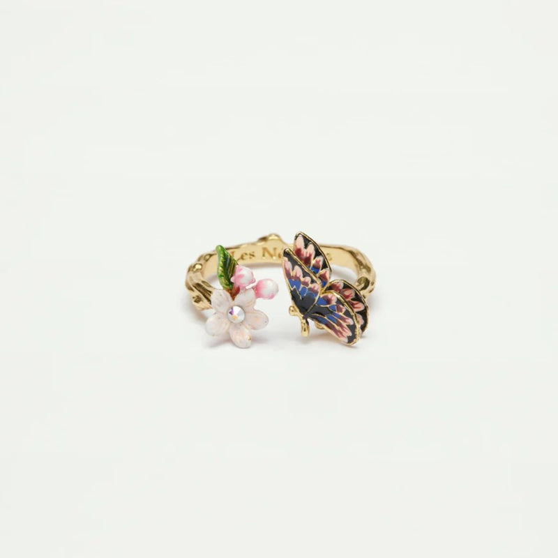 JAPANESE EMPEROR BUTTERFLY AND CHERRY BLOSSOM ADJUSTABLE RING