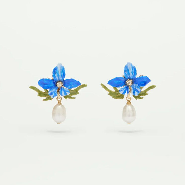 VIOLETTE AND FRESWATER BAROQUE PEARL STUD EARRINGS