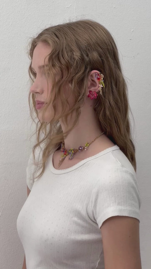 PINK CLEMATIS FLOWER POST EARRINGS