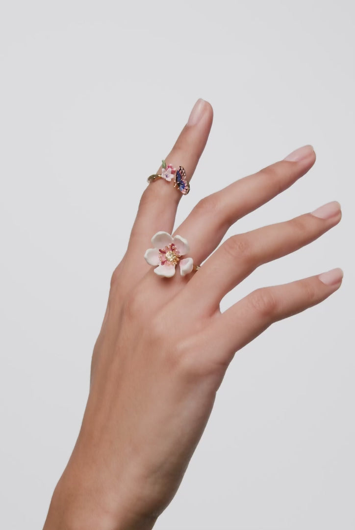 JAPANESE EMPEROR BUTTERFLY AND CHERRY BLOSSOM ADJUSTABLE RING