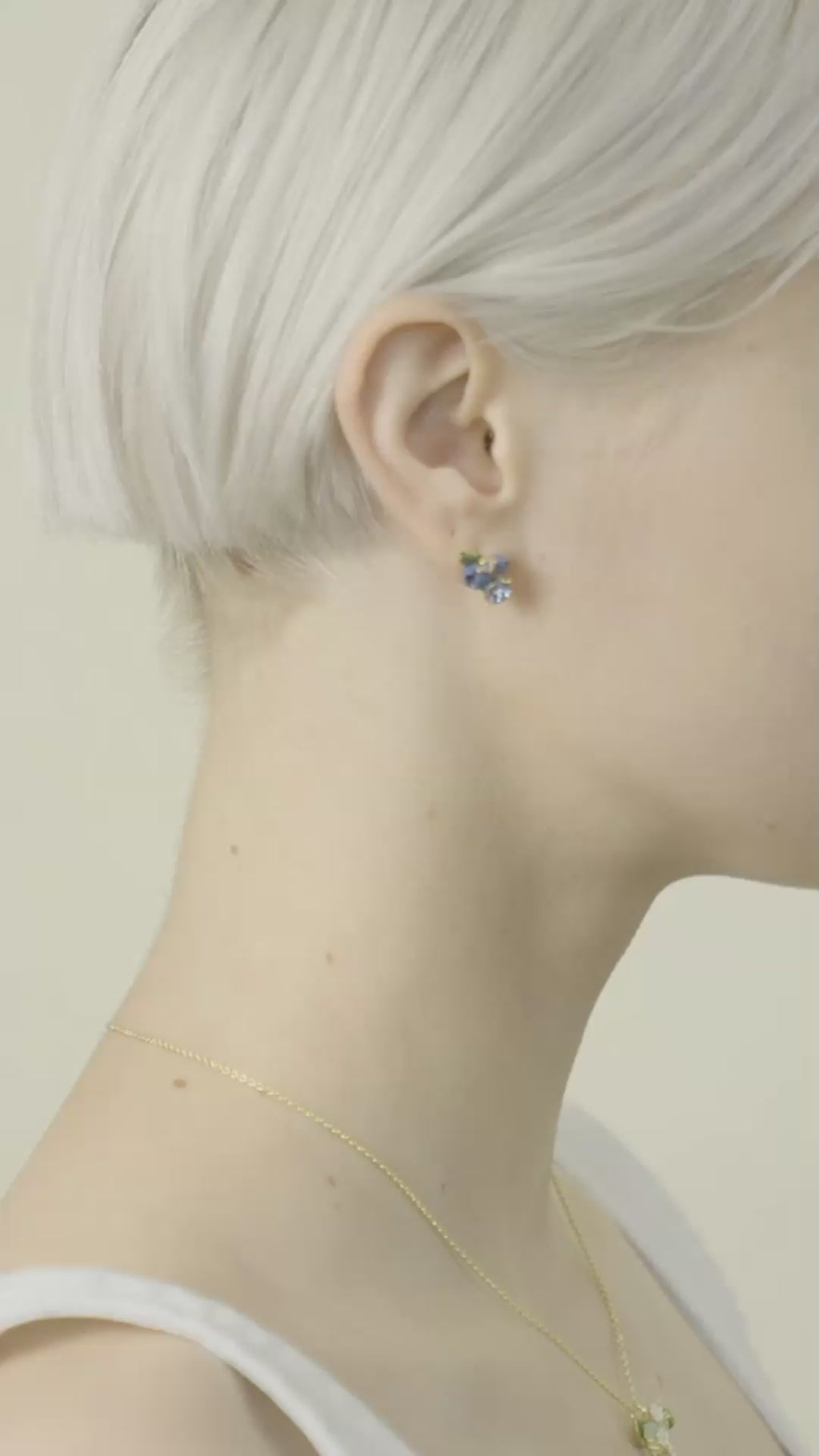 BLUEBERRY & ROUND CUT STONE POST EARRINGS