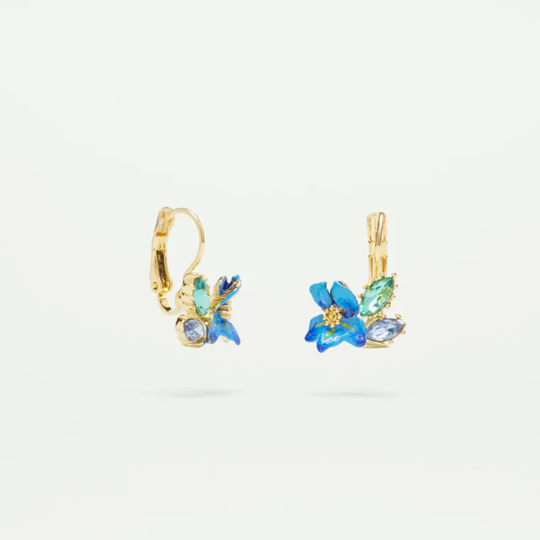 SIBERIAN IRIS & FACETED GLASS SLEEPER EARRINGS