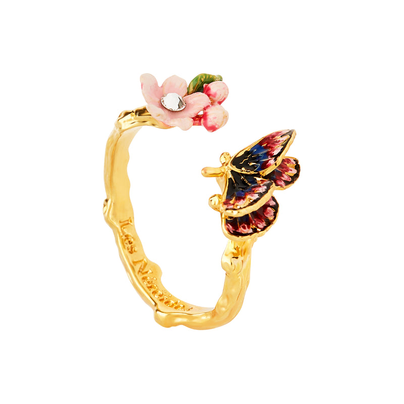 JAPANESE EMPEROR BUTTERFLY AND CHERRY BLOSSOM ADJUSTABLE RING