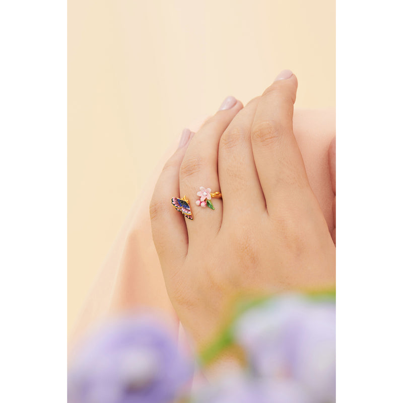 JAPANESE EMPEROR BUTTERFLY AND CHERRY BLOSSOM ADJUSTABLE RING