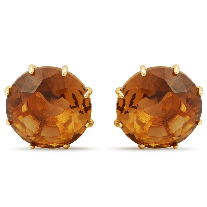 GOLDEN BROWN DIAMANTINE ROUND POST EARRINGS