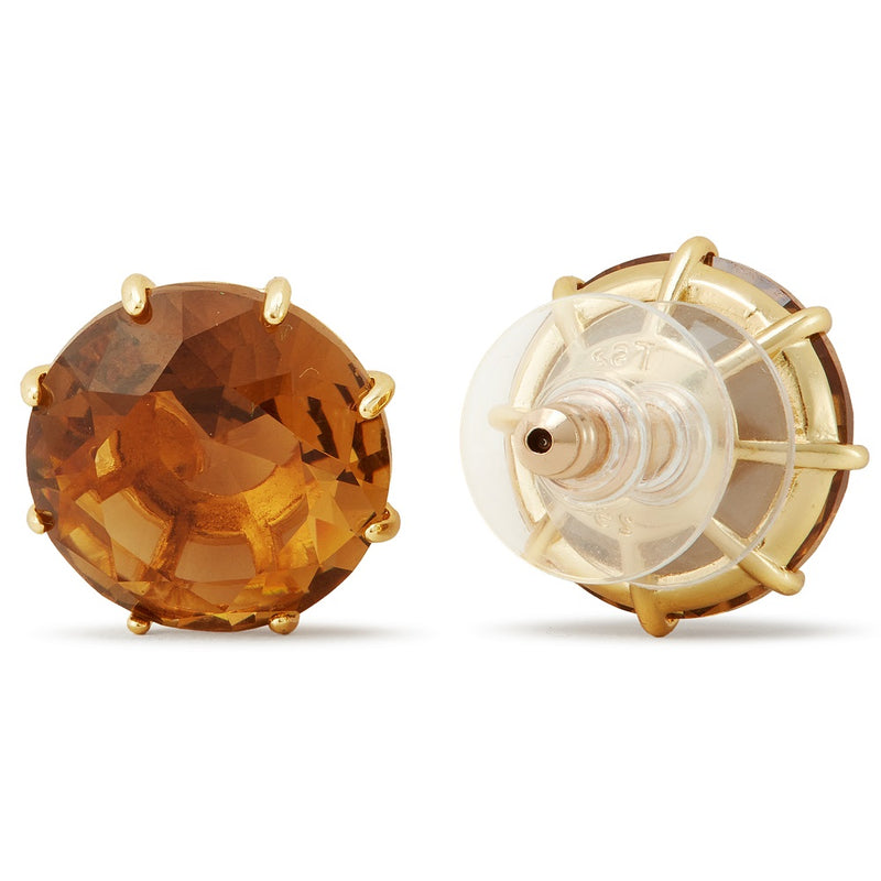 GOLDEN BROWN DIAMANTINE ROUND POST EARRINGS