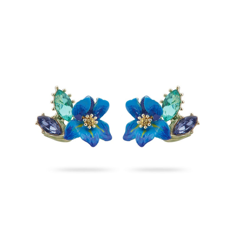 SIBERIAN IRIS & FACETED GLASS POST EARRINGS